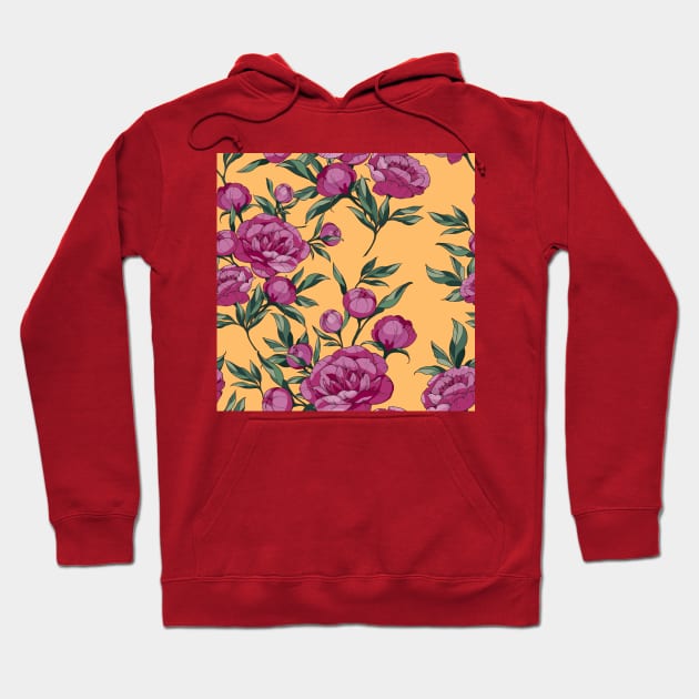 Maroon purplish flowers peonies Hoodie by  ESHA-Studio